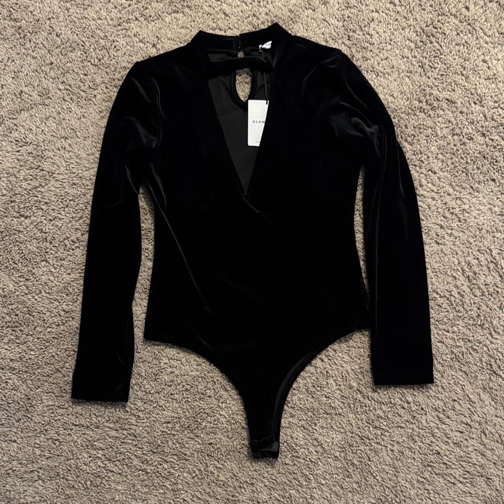 Glamorous Black Velvet Bodysuit